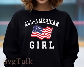Patriotic American Girl SVG: 4th of July, USA Flag (Digital Files)
