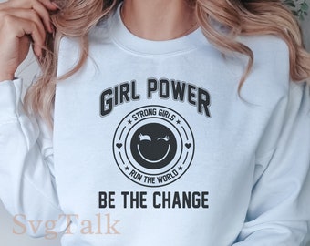 Girl Power SVG PNG | Strong Women Empowerment Shirt Design | Boss Queen Cricut Silhouette Cut File | Digital Download
