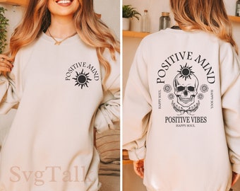 Boho Skull SVG: Positive Mind Wildflower Cut File (Digital Download)