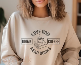Faith Coffee Books SVG PNG | Christian Women Shirt Mug Design | Faith Cricut Silhouette Cut File | Digital Download