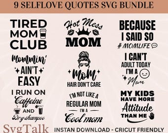 Self Love SVG PNG Bundle | Women Affirmation Inspirational Shirt Designs | Cricut Silhouette Cut Files | Digital Download