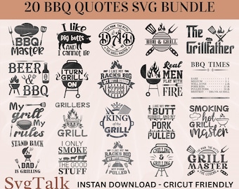 Paquete de archivos SVG y PNG para barbacoa / Diseños divertidos para camisetas de papá parrillero / Archivos de corte para Cricut y Silhouette para el Día del Padre / Descarga digital
