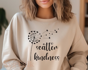 Scatter Kindness SVG PNG | Dandelion Heart Flower Shirt Design | Cricut Silhouette Cut File | Digital Download