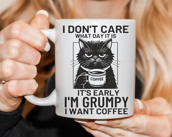 Funny Cat Lover Mug, Cat Humor Gifts, 11oz Ceramic Coffee Mug, Grumpy Cat Coffee Lover Cup, Cat Mom Humor Gifts, Co-Worker or Friend Gifts,