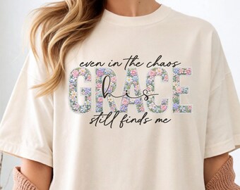 Grace Is Enough Shirt | Comfort Colors 1717 | Christian Floral Tee | Pearl Embroidery Tshirt | Faith Bible Verse Top | Cute Religious Gift
