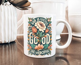 Taza cristiana floral, tazas de Dios, taza floral de acuarela, taza de Jesús, regalo para cristiano, taza cristiana, tazas religiosas, regalo para esposa, regalo mamá