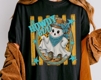 Howdy Boo Shirt | Comfort Colors 1717 | Western Halloween Tee | Cowgirl Ghost Tshirt | Country Spooky Top | Retro Halloween Gift