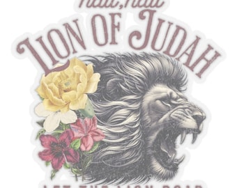 Lion of Judah Sticker, Bible School Stickers, Christian Stickers, Floral Lion Sticker, Faith Stickers, Baptism Stickers, Religious Stickers