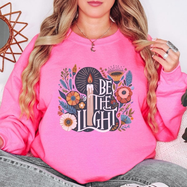 Be The Light Floral Sweatshirt, Rustic Candlestick Sweater, Christian Vintage Style Sweater, Religious Candle Sweaters, Gift For Christians