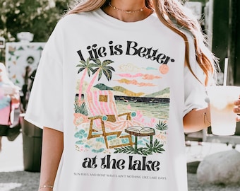 Lake Life Comfort Colors Tee: Boho Cottagecore Vacation Shirt