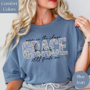 Grace Is Enough Shirt | Comfort Colors 1717 | Christian Floral Tee | Pearl Embroidery Tshirt | Faith Bible Verse Top | Cute Religious Gift