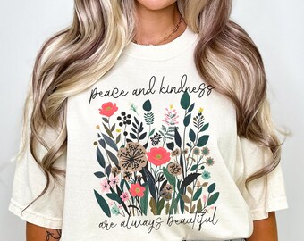 Christian Wildflower T-Shirt: Boho Peace & Kindness Comfort Colors Tee