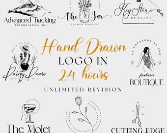 Handgezeichnetes Logo, Markenlogo, Minimales Logo, Handgemachtes Logo, Boho-Logo, personalisiertes Logo, Start-up Logo, Shop-Logo, Einzigartiges Logo, Geschäftslogo