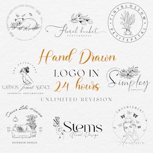 Premium Custom Hand Drawn Logo Design, Business Logo Design, Logo, Photography Logo Designer, Business Logo Creator Professional Logo Maker