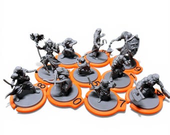 Pierścienie identyfikacyjne do podstawek miniaturowych | Klipsy do śledzenia znaków z numeracją do podstawek miniaturowych o średnicy 25–32 mm