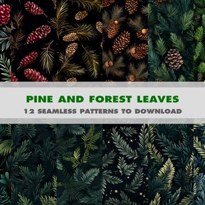 12 Seamless Pattern - Pine and Forest Leaves