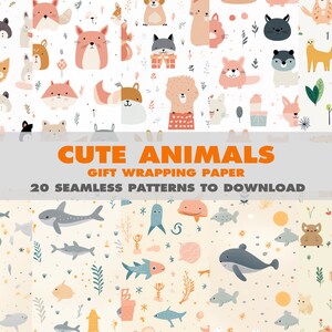 20 Cute Animals - Seamless Gift Wrapping Paper Pattern