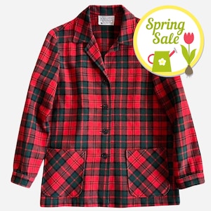 50s Pendleton Woolen Mills Virgin Wool Red Green Tartan Plaid '49er Shirt Jacket