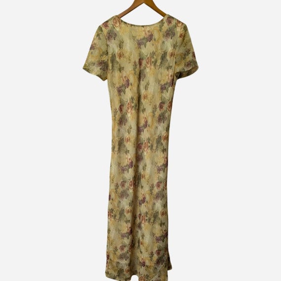 90s Michael B. Ltd. Impressionist Floral Chiffon Maxi Dress Size Petite S/M View 3