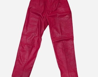 80s/90s  Cherry Red Pleather Hot Pants – Lynn Bowling New York – Size Small