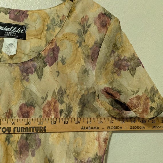 90s Michael B. Ltd. Impressionist Floral Chiffon Maxi Dress Size Petite S/M View 6
