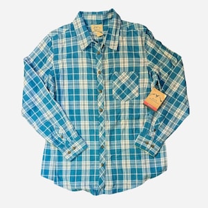 00s Y2K Deadstock NWT Blue Mountain Button Up Flannel Vintage Large