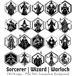 Tovenaar heks tovenaar tovenaar karakter token pictogram PNG SVG | Ontwerpsjabloon dobbelstenen doos | Cricut lasergesneden bestanden | Bordspellen RPG tafelblad