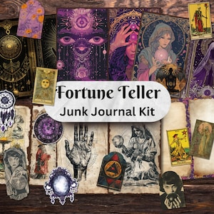 Fortune Teller Vintage Junk Journal Kits / Páginas imprimibles y efímeras / Antigüedad victoriana / Cartas de tarot de brujas místicas / Grimoire Arts
