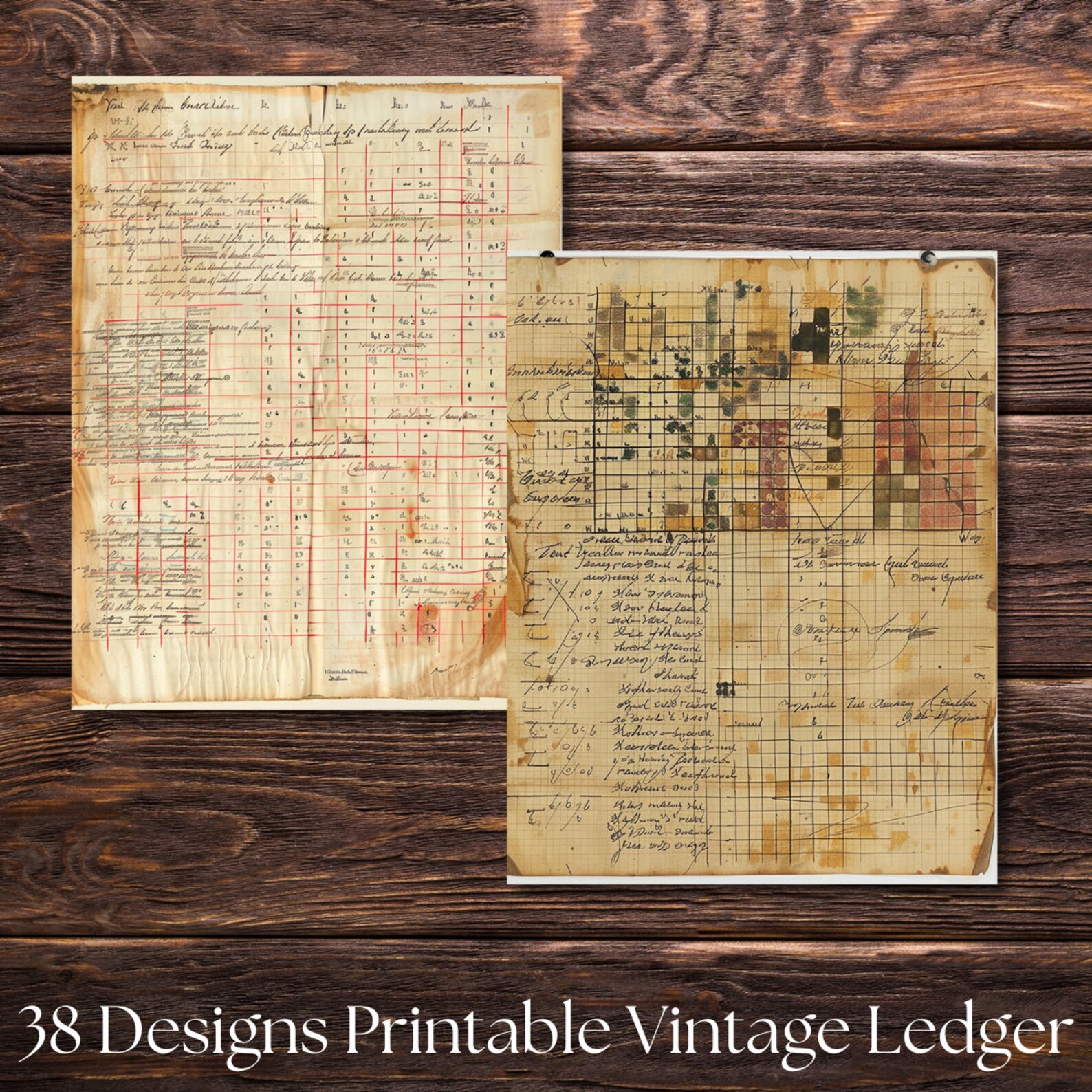 Vintage Ledger Junk Journal Pages | Distressed Digital Printable ...