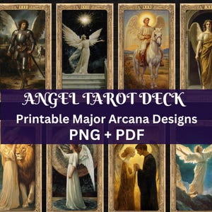 Angel Major Arcana afdrukbare tarotkaarten | Ontwerp schilderij renaissance | Digitaal tarotdeck | Voorraad waarzegger | Efemere ongewenste tijdschriften