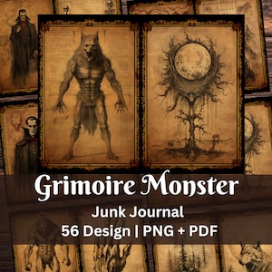 Capitolo del Grimorio del Mostro di Halloween, Giornale spazzatura / Album di ritagli stampabili / Libro delle ombre Effimere scaricabili / Horror gotico / Vampiro /
