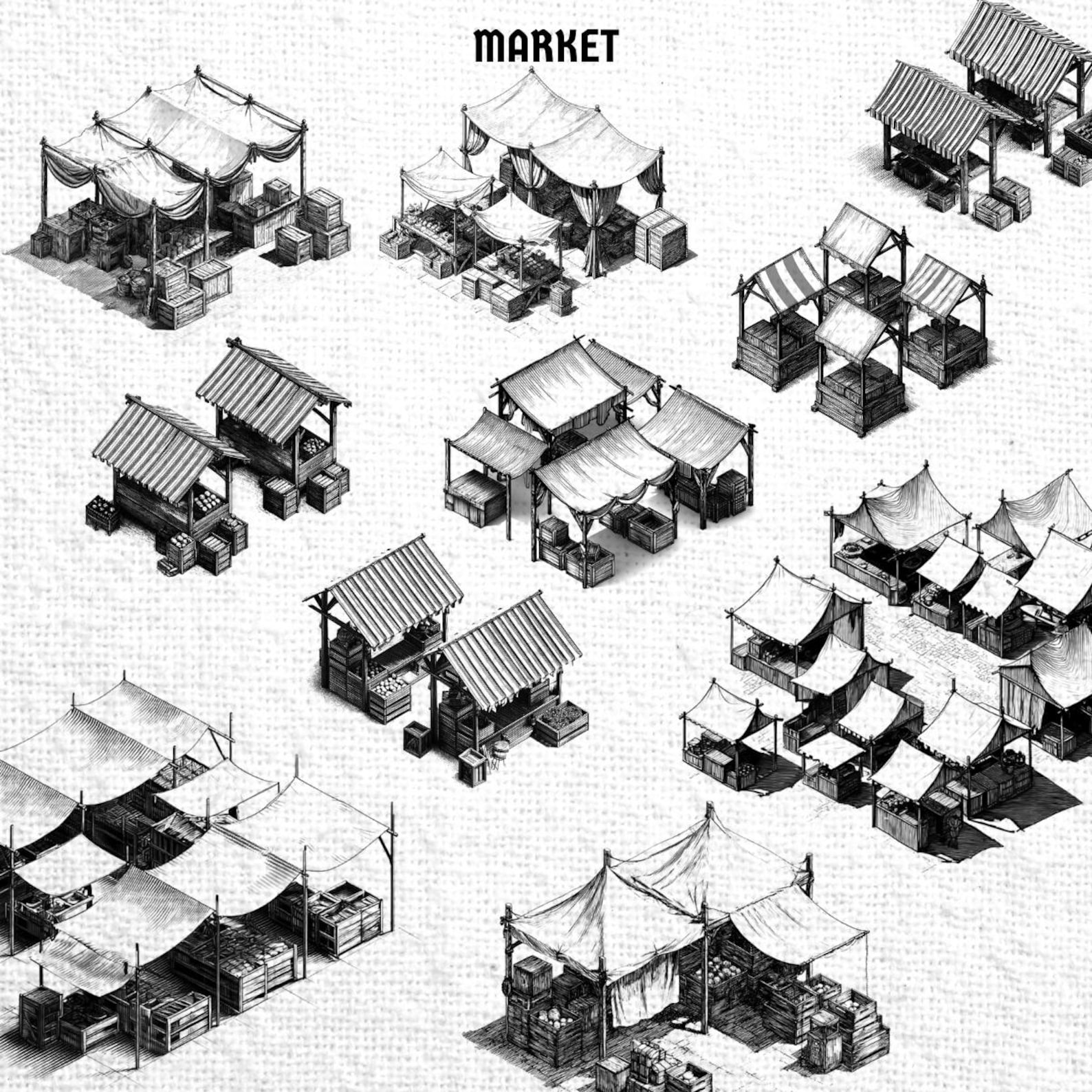 Procreate Map. House Procreate Map Icon Village Brush Stamp Set Pack | Tabletop RPG Fantasy ...