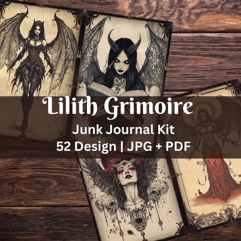 Lilith Grimoire Junk Journal Kit Pages | Witch Scrapbook Ephemera ...