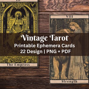 Utskrivbara tarotkort vintagedesign | Scrapbook-ephemera | Spåmansmaterial | Gotisk viktoriansk design | Skräpjournalkit | Mystisk bild 3