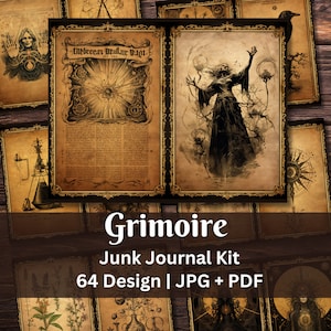 Witch Grimoire Junk Journal Kit | Printable Scrapbook | Book of shadows | Downloadable Ephemera | Gothic