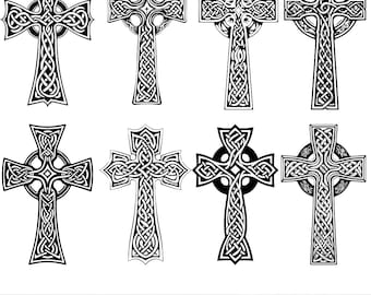 Celtic Cross and Knot Design Bundle | SVG PNG Cliparts Black and White | Tattoo Designs | Viking Tree of Life | T shirt Design Silhouette