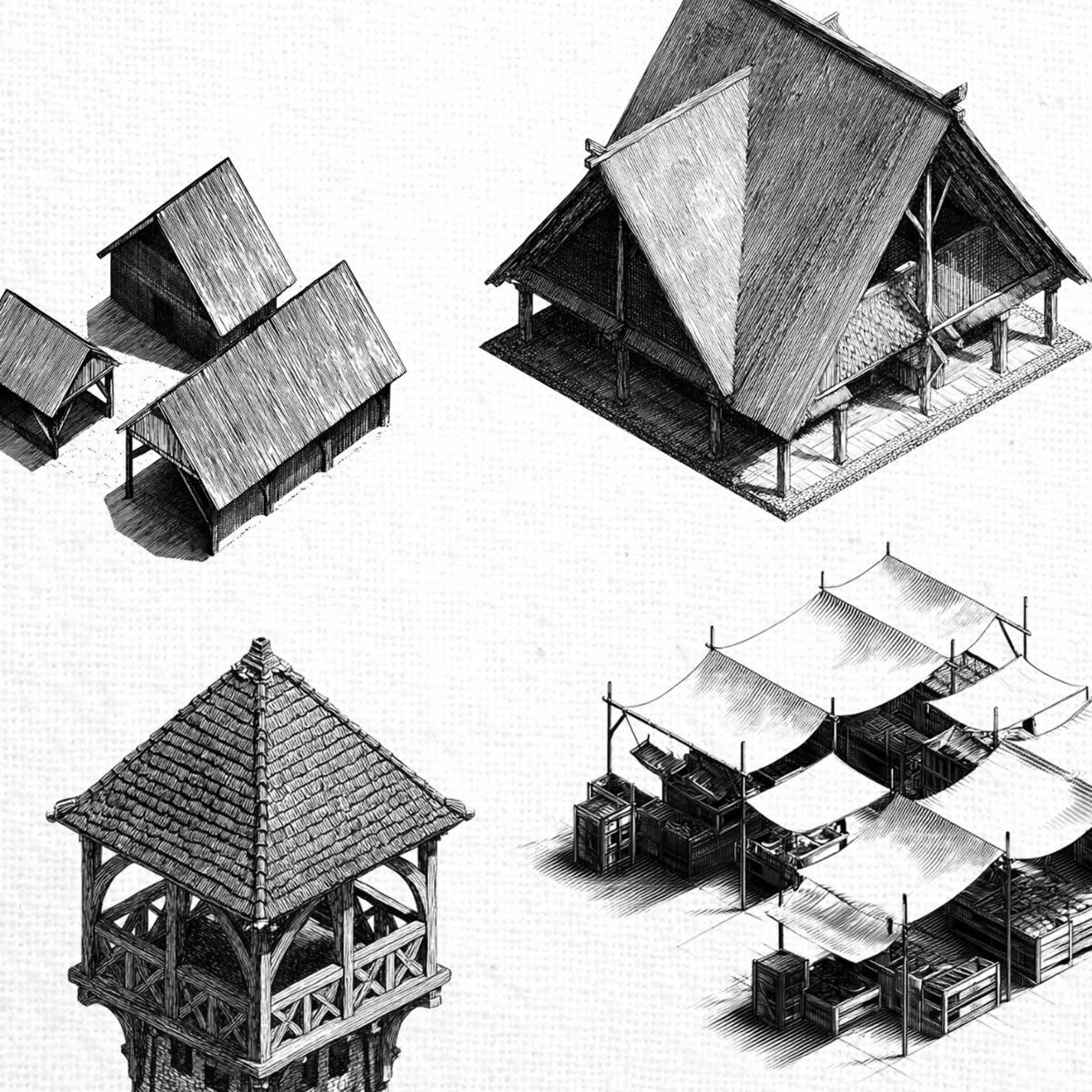 Procreate Map. House Procreate Map Icon Village Brush Stamp Set Pack | Tabletop RPG Fantasy ...