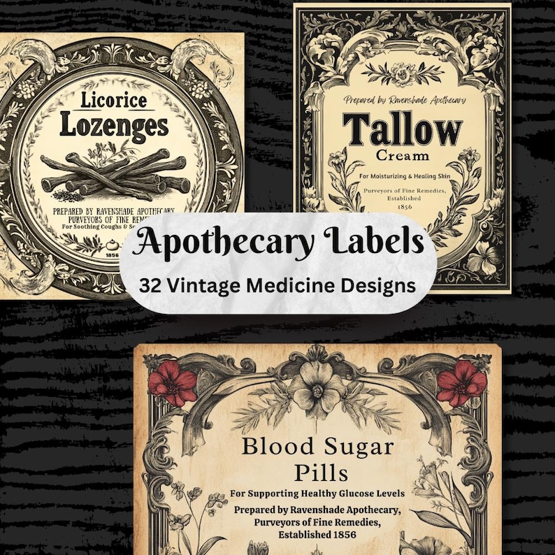 Embalming Label Vintage Printable Apothecary Labels Pack | Victorian Antique Medicine ...