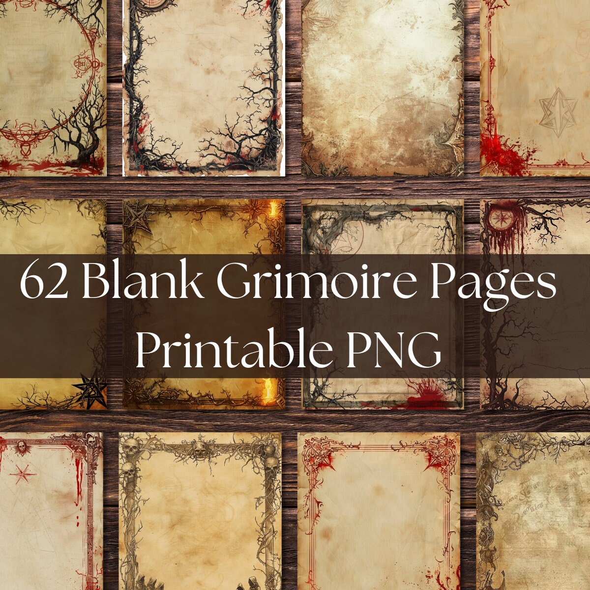 Blank Grimoire Pages Vintage Stained Textured Printable Paper Grunge ...