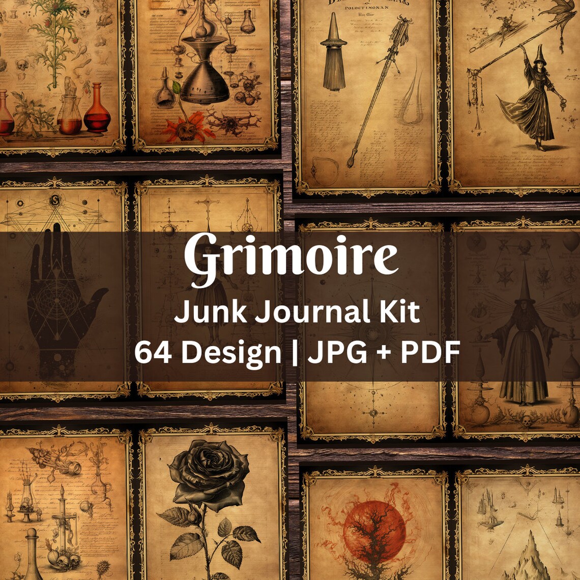 Witch Grimoire Junk Journal Kit | Printable Scrapbook | Book of Shadows ...