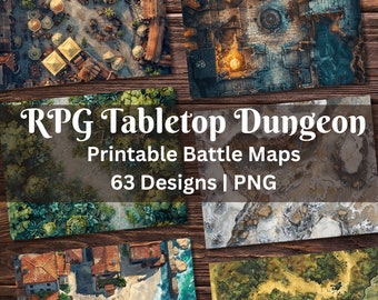 RPG Dungeon Printable Maps | Tabletop Games Battle Maps | Game Master Supply | Printable Backgrounds | Various Biomes Print | Boss Battle