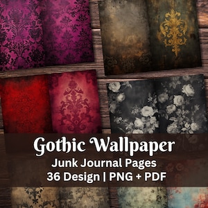 Gothic Wallpaper Junk Journal Seiten | Dark Academia Ästhetik | Vintage Barock inspiriert | Hintergrund Ephemera | Dunkle Fantasie