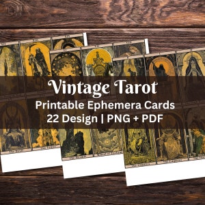 Utskrivbara tarotkort vintagedesign | Scrapbook-ephemera | Spåmansmaterial | Gotisk viktoriansk design | Skräpjournalkit | Mystisk bild 4