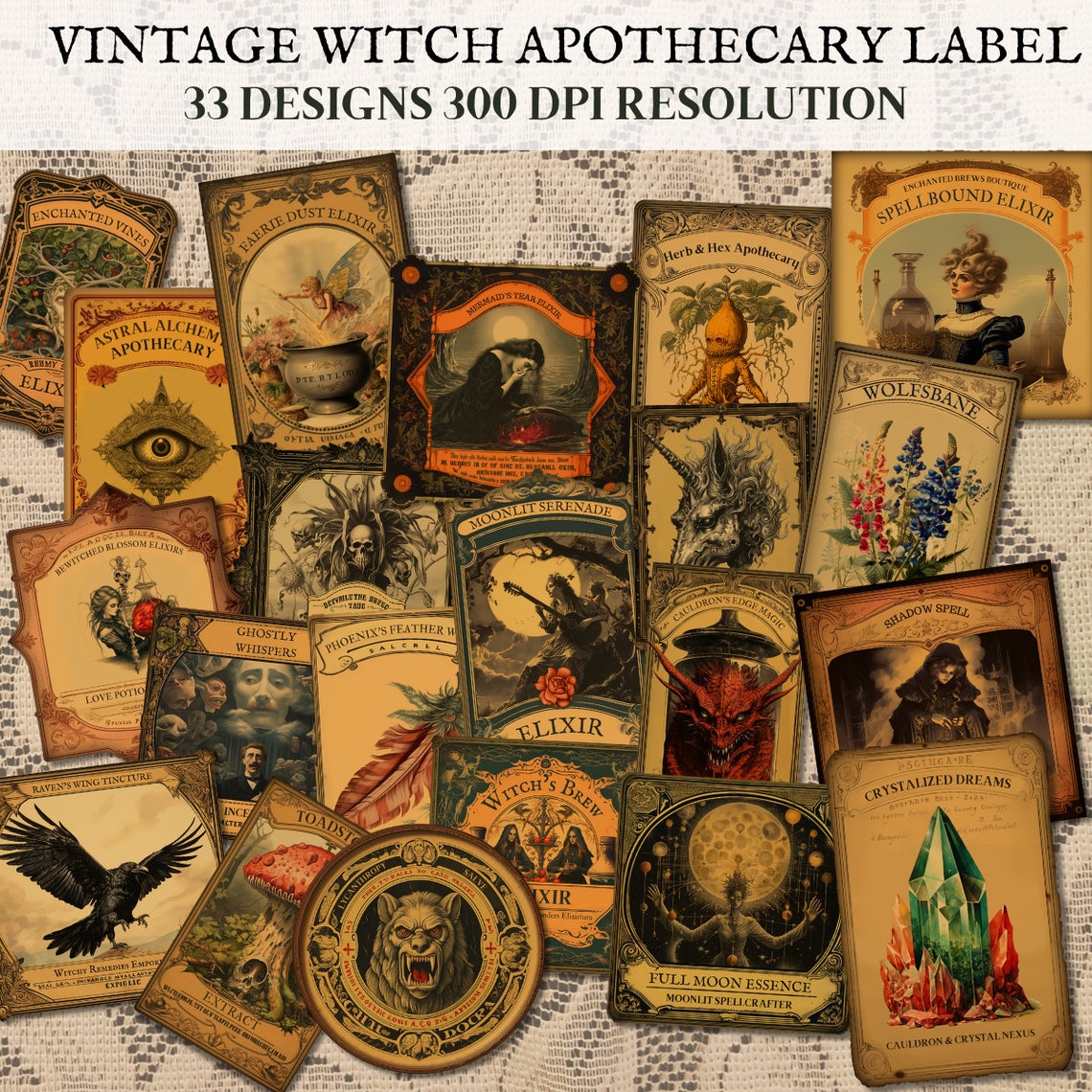 Grimoire Label Apothecary | Magic Potion Elixir | Junk Journal Book of ...
