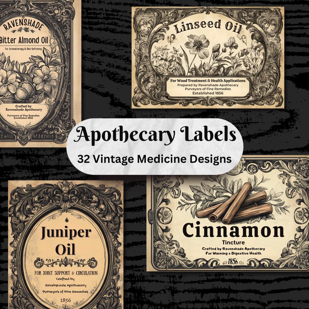Embalming Label Vintage Printable Apothecary Labels Pack | Victorian Antique Medicine ...