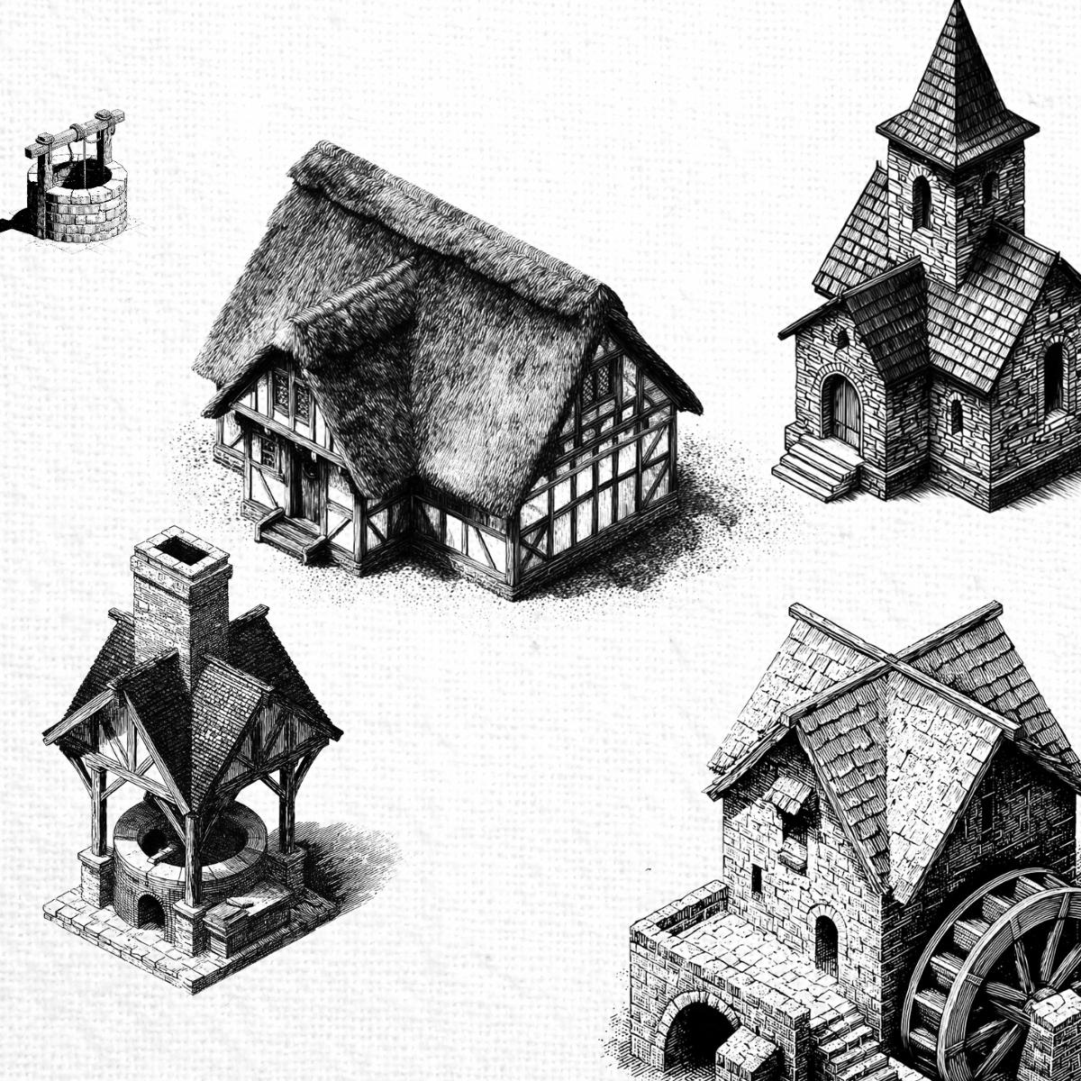 Procreate Map. House Procreate Map Icon Village Brush Stamp Set Pack | Tabletop RPG Fantasy ...