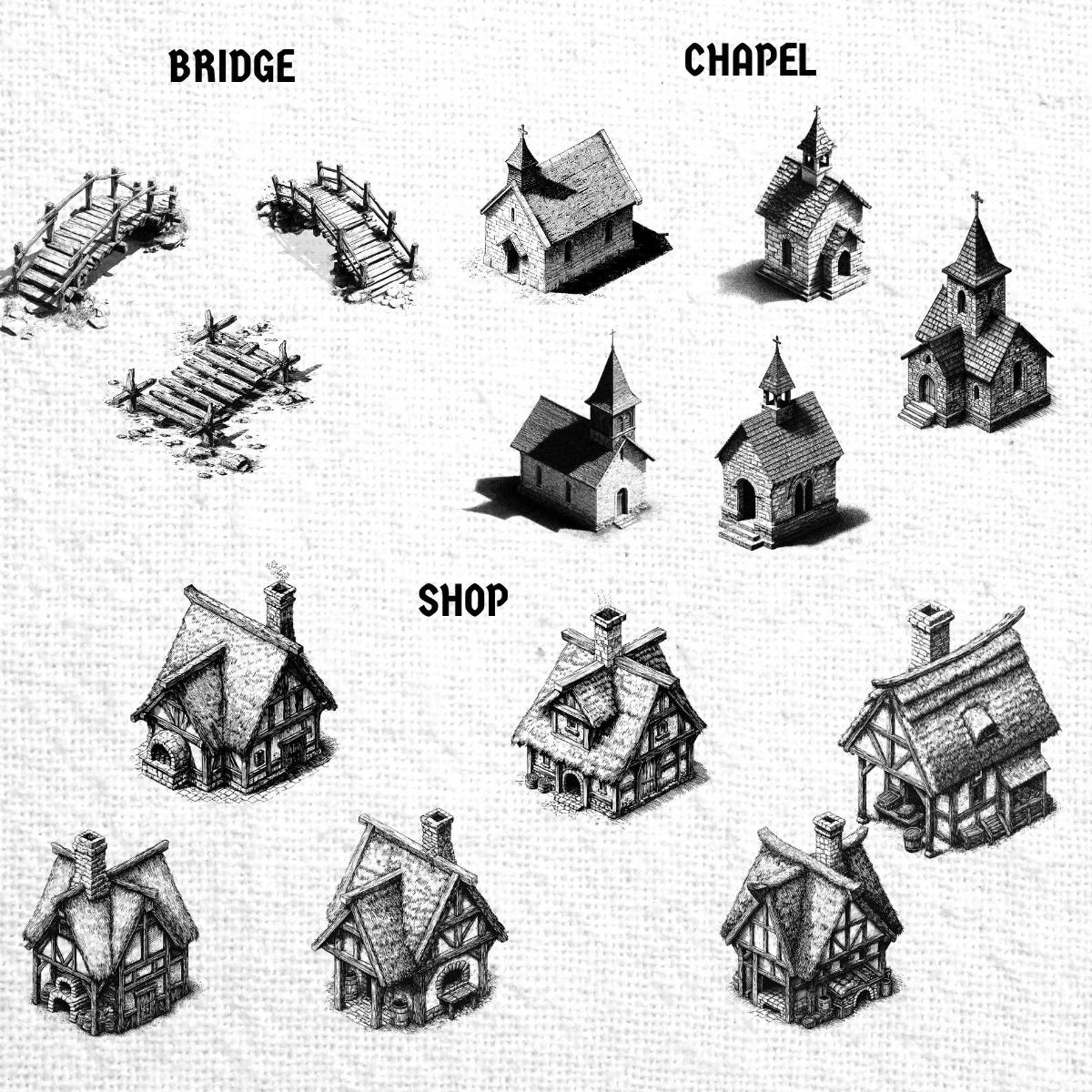 Procreate Map. House Procreate Map Icon Village Brush Stamp Set Pack | Tabletop RPG Fantasy ...