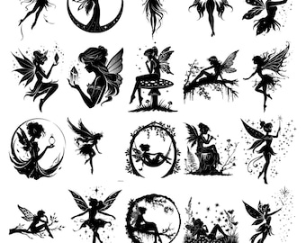 Magical Fairy Character Silhouette 89 Designs SVG PNG Mega Pack | Fairies Clipart | Fairy Vector Art | Laser Cut Files | Digital Prints