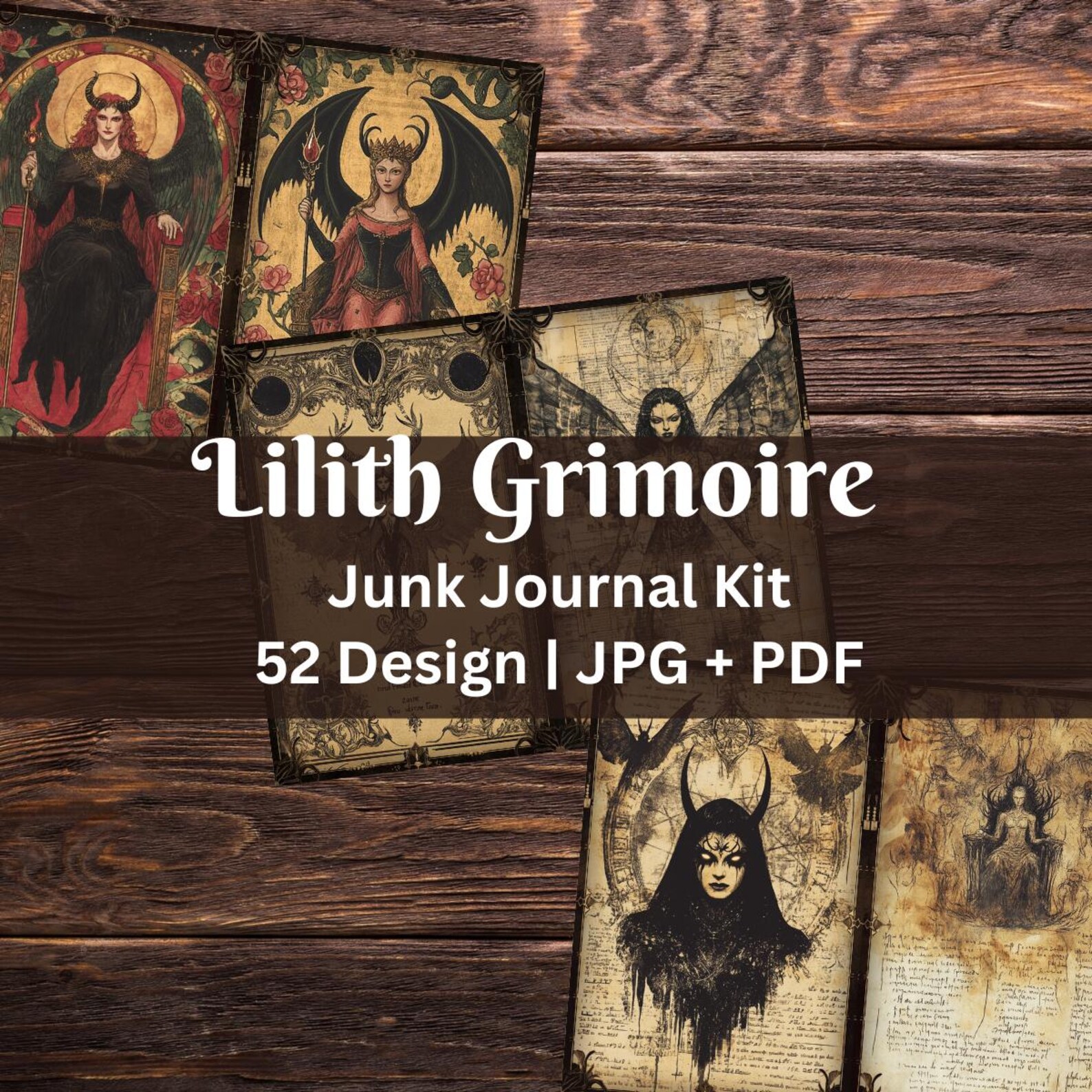 Lilith Grimoire Junk Journal Kit Pages | Witch Scrapbook Ephemera ...