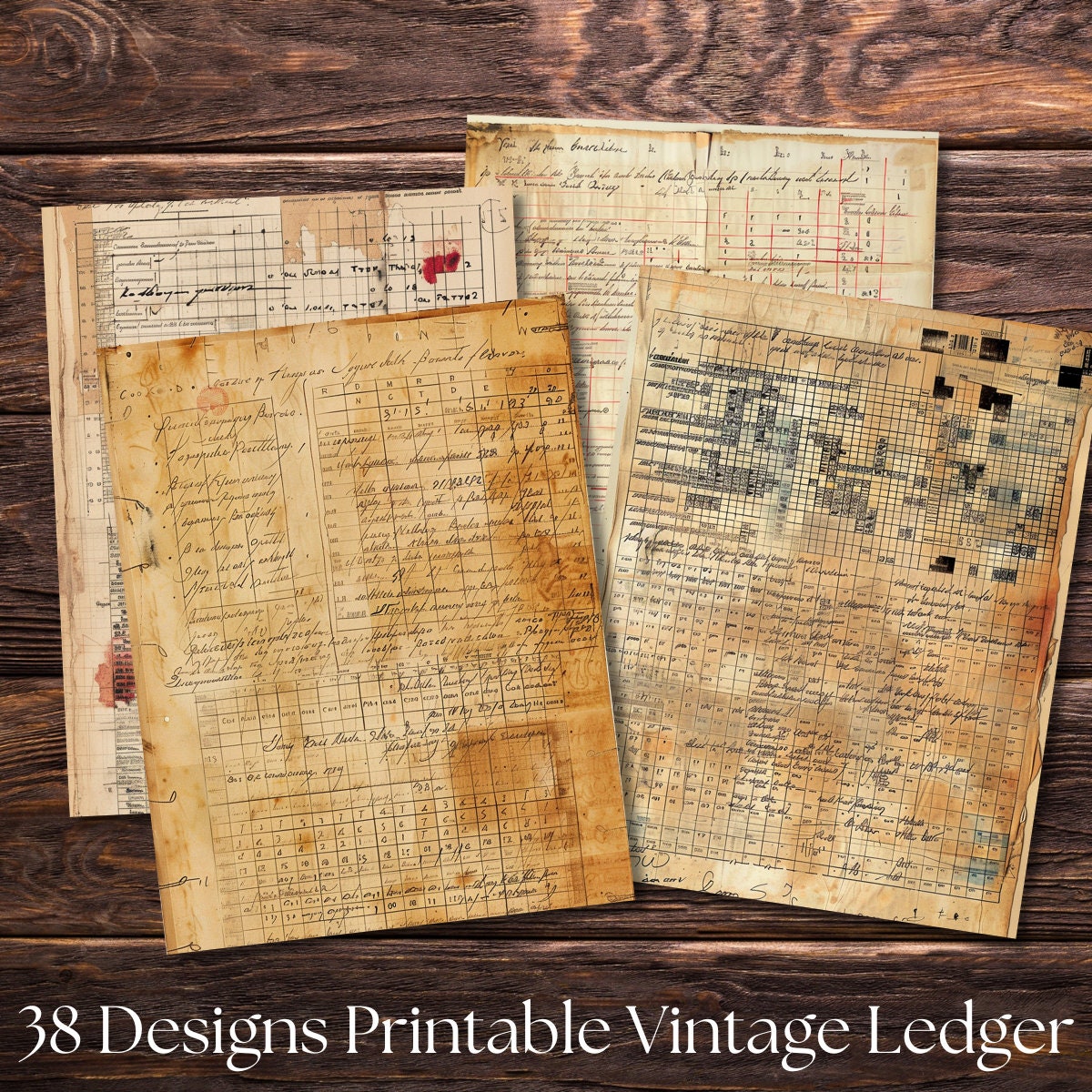 Vintage Ledger Junk Journal Pages Distressed Digital Printable ...